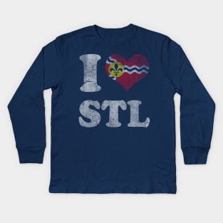 I Heart Flag of St Louis Missouri Kids Long Sleeve T-Shirt